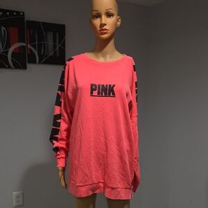 PINK Victoria's Secret Neon Pink Sweatshirt with Black Accents